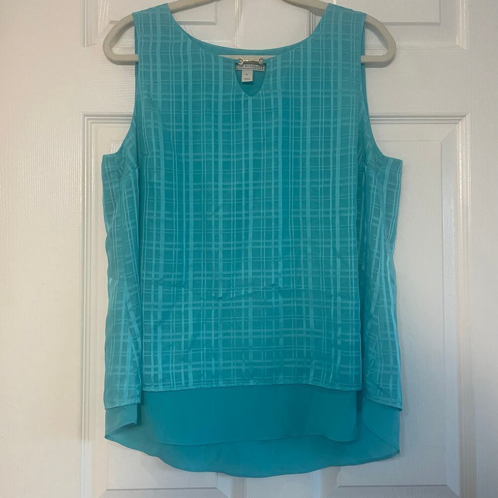 DANA BUCHMAN Women's Textured Print Sleeveless Blouse- Size L